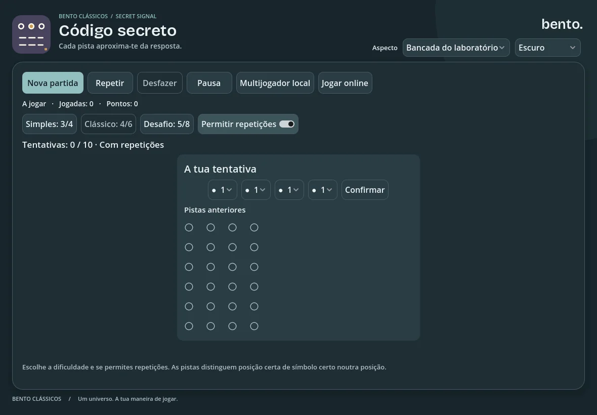 Código secreto com um aspeto escuro